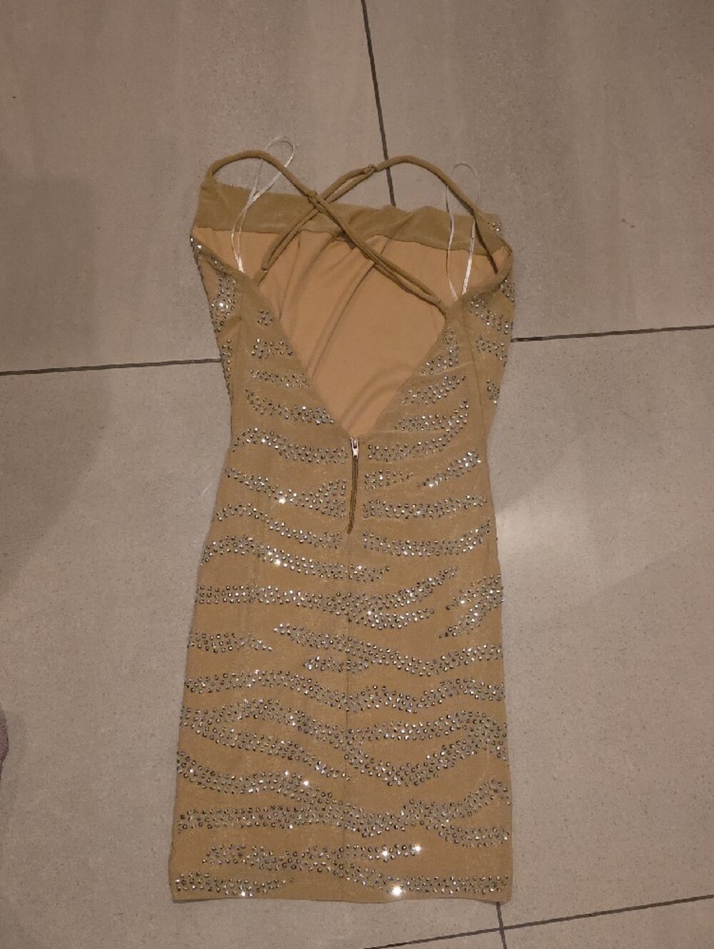 Symphony Gold Rhinestone Bodycon Mini Dress - Picture 3 of 5